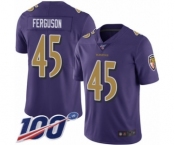 Youth Baltimore Ravens #45 Jaylon Ferguson Limited Purple Rush Vapor Untouchable 100th Season Football Jersey