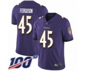 Youth Baltimore Ravens #45 Jaylon Ferguson Purple Team Color Vapor Untouchable Limited Player 100th Season Football Jersey