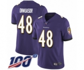 Youth Baltimore Ravens #48 Patrick Onwuasor Purple Team Color Vapor Untouchable Limited Player 100th Season Football Jersey