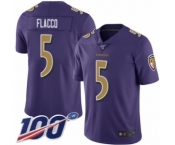 Youth Baltimore Ravens #5 Joe Flacco Limited Purple Rush Vapor Untouchable 100th Season Football Jersey