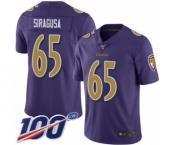 Youth Baltimore Ravens #65 Nico Siragusa Limited Purple Rush Vapor Untouchable 100th Season Football Jersey