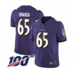 Youth Baltimore Ravens #65 Nico Siragusa Purple Team Color Vapor Untouchable Limited Player 100th Season Football Jersey