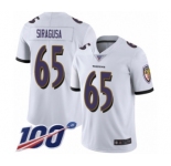 Youth Baltimore Ravens #65 Nico Siragusa White Vapor Untouchable Limited Player 100th Season Football Jersey