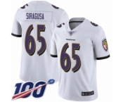 Youth Baltimore Ravens #65 Nico Siragusa White Vapor Untouchable Limited Player 100th Season Football Jersey