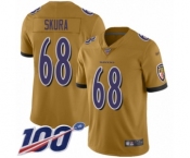 Youth Baltimore Ravens #68 Matt Skura Limited Gold Inverted Legend 100th Season Football Jersey