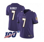 Youth Baltimore Ravens #7 Trace McSorley Purple Team Color Vapor Untouchable Limited Player 100th Season Football Jersey