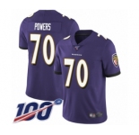 Youth Baltimore Ravens #70 Ben Powers Purple Team Color Vapor Untouchable Limited Player 100th Season Football Jersey