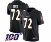 Youth Baltimore Ravens #72 Alex Lewis Black Alternate Vapor Untouchable Limited Player 100th Season Football Jersey