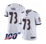 Youth Baltimore Ravens #73 Marshal Yanda White Vapor Untouchable Limited Player 100th Season Football Jersey