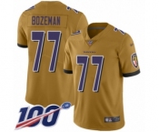 Youth Baltimore Ravens #77 Bradley Bozeman Limited Gold Inverted Legend 100th Season Football Jersey