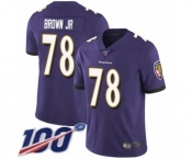 Youth Baltimore Ravens #78 Orlando Brown Jr. Purple Team Color Vapor Untouchable Limited Player 100th Season Football Jersey