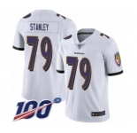 Youth Baltimore Ravens #79 Ronnie Stanley White Vapor Untouchable Limited Player 100th Season Football Jersey