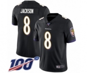 Youth Baltimore Ravens #8 Lamar Jackson Black Alternate Vapor Untouchable Limited Player 100th Season Football Jersey