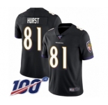 Youth Baltimore Ravens #81 Hayden Hurst Black Alternate Vapor Untouchable Limited Player 100th Season Football Jersey