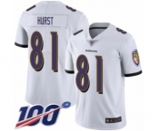 Youth Baltimore Ravens #81 Hayden Hurst White Vapor Untouchable Limited Player 100th Season Football Jersey