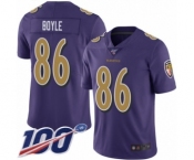 Youth Baltimore Ravens #86 Nick Boyle Limited Purple Rush Vapor Untouchable 100th Season Football Jersey