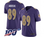 Youth Baltimore Ravens #89 Mark Andrews Limited Purple Rush Vapor Untouchable 100th Season Football Jersey