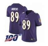 Youth Baltimore Ravens #89 Mark Andrews Purple Team Color Vapor Untouchable Limited Player 100th Season Football Jersey