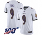 Youth Baltimore Ravens #9 Justin Tucker White Vapor Untouchable Limited Player 100th Season Football Jersey