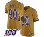 Youth Baltimore Ravens #90 Pernell McPhee Limited Gold Inverted Legend 100th Season Football Jersey