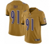 Youth Baltimore Ravens #91 Shane Ray Limited Gold Inverted Legend Football Jersey