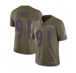 Youth Baltimore Ravens #91 Shane Ray Limited Olive 2017 Salute to Service Football Jersey