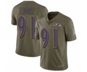 Youth Baltimore Ravens #91 Shane Ray Limited Olive 2017 Salute to Service Football Jersey