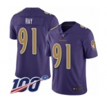 Youth Baltimore Ravens #91 Shane Ray Limited Purple Rush Vapor Untouchable 100th Season Football Jersey