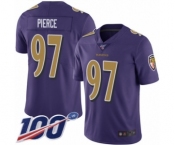 Youth Baltimore Ravens #97 Michael Pierce Limited Purple Rush Vapor Untouchable 100th Season Football Jersey
