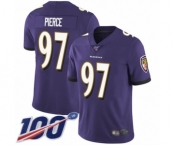 Youth Baltimore Ravens #97 Michael Pierce Purple Team Color Vapor Untouchable Limited Player 100th Season Football Jersey