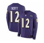 Youth Nike Baltimore Ravens #12 Jaleel Scott Limited Purple Therma Long Sleeve NFL Jersey