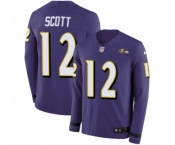 Youth Nike Baltimore Ravens #12 Jaleel Scott Limited Purple Therma Long Sleeve NFL Jersey