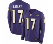 Youth Nike Baltimore Ravens #17 Jordan Lasley Limited Purple Therma Long Sleeve NFL Jersey