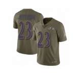 Youth Nike Baltimore Ravens #23 Tony Jefferson Limited Olive 2017 Salute to Service NFL Jersey