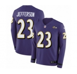 Youth Nike Baltimore Ravens #23 Tony Jefferson Limited Purple Therma Long Sleeve NFL Jersey