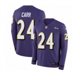 Youth Nike Baltimore Ravens #24 Brandon Carr Limited Purple Therma Long Sleeve NFL Jersey