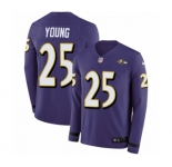 Youth Nike Baltimore Ravens #25 Tavon Young Limited Purple Therma Long Sleeve NFL Jersey