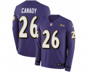 Youth Nike Baltimore Ravens #26 Maurice Canady Limited Purple Therma Long Sleeve NFL Jersey