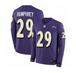 Youth Nike Baltimore Ravens #29 Marlon Humphrey Limited Purple Therma Long Sleeve NFL Jersey