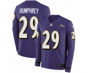 Youth Nike Baltimore Ravens #29 Marlon Humphrey Limited Purple Therma Long Sleeve NFL Jersey