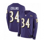 Youth Nike Baltimore Ravens #34 Alex Collins Limited Purple Therma Long Sleeve NFL Jersey