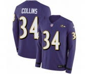 Youth Nike Baltimore Ravens #34 Alex Collins Limited Purple Therma Long Sleeve NFL Jersey