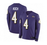 Youth Nike Baltimore Ravens #4 Sam Koch Limited Purple Therma Long Sleeve NFL Jersey
