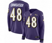 Youth Nike Baltimore Ravens #48 Patrick Onwuasor Limited Purple Therma Long Sleeve NFL Jersey