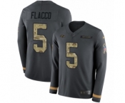Youth Nike Baltimore Ravens #5 Joe Flacco Limited Black Salute to Service Therma Long Sleeve NFL Jersey