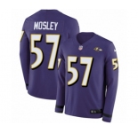 Youth Nike Baltimore Ravens #57 C.J. Mosley Limited Purple Therma Long Sleeve NFL Jersey