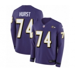Youth Nike Baltimore Ravens #74 James Hurst Limited Purple Therma Long Sleeve NFL Jersey