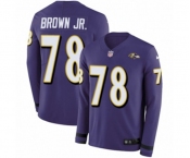 Youth Nike Baltimore Ravens #78 Orlando Brown Jr. Limited Purple Therma Long Sleeve NFL Jersey
