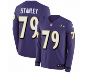 Youth Nike Baltimore Ravens #79 Ronnie Stanley Limited Purple Therma Long Sleeve NFL Jersey