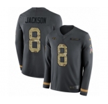 Youth Nike Baltimore Ravens #8 Lamar Jackson Limited Black Salute to Service Therma Long Sleeve NFL Jersey